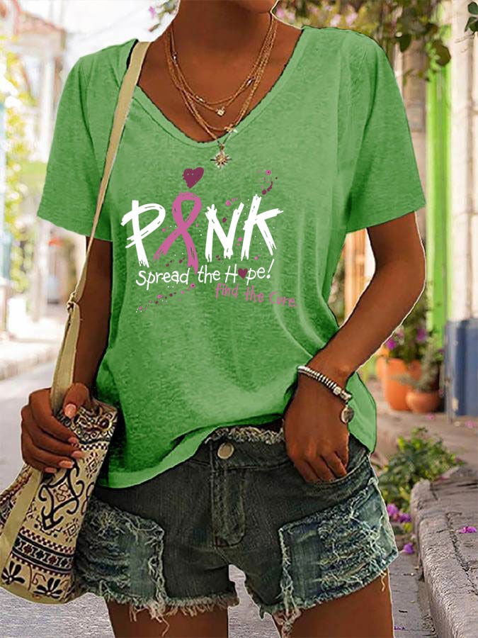 Women's Breast Cancer Awareness Printed T-Shirt