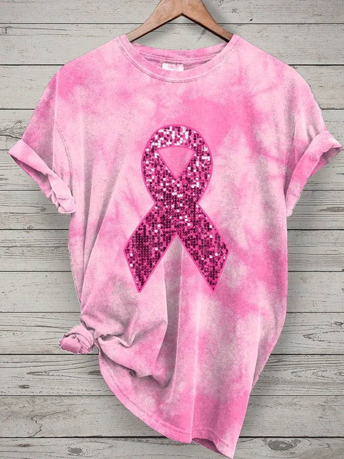 Women's Breast Cancer Awareness Print T-Shirt