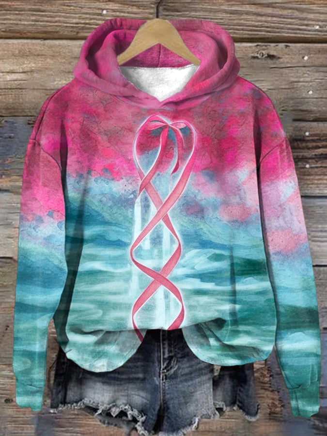 Women's Breast Cancer Casual Print Sweatshirt