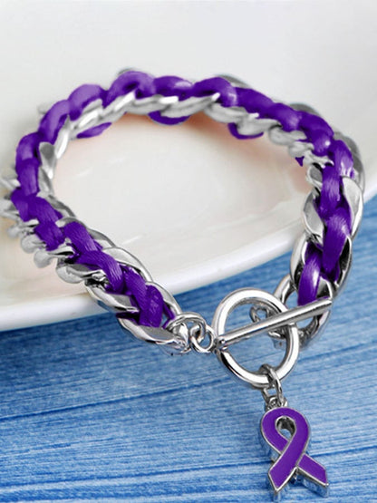 Braided Purple Ribbon Bracelet