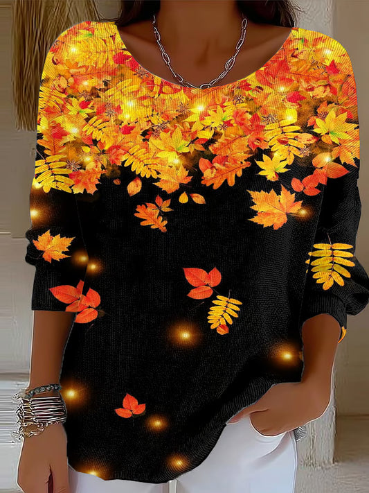 Women's Retro Autumn Print Sweater