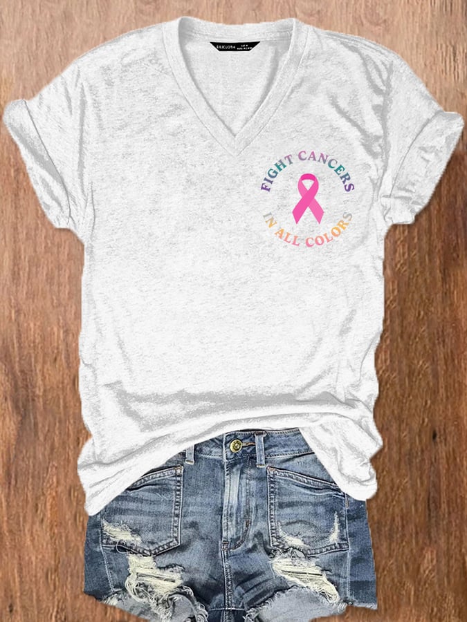 Women's Breast Cancer Awareness Fight Cancer In All Colors T-Shirt