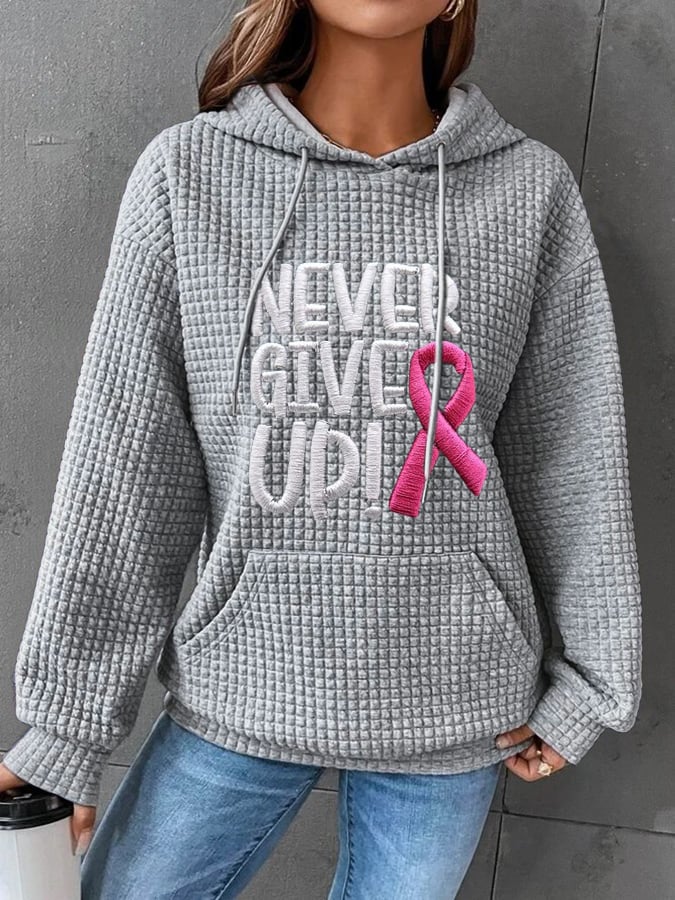 Women's Never Give Up Print Hoodie Long Sleeve Sweatshirt