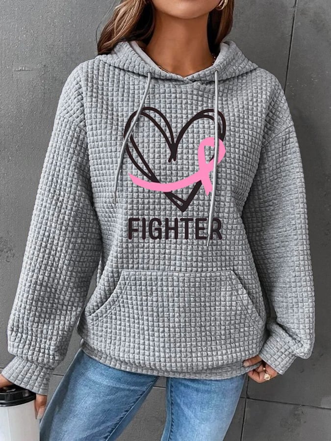 Women's Breast Cancer Awareness Printed Casual Hoodie