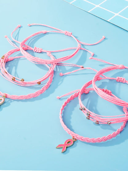 Women's Breast Cancer Awareness Braided Twist Bracelet