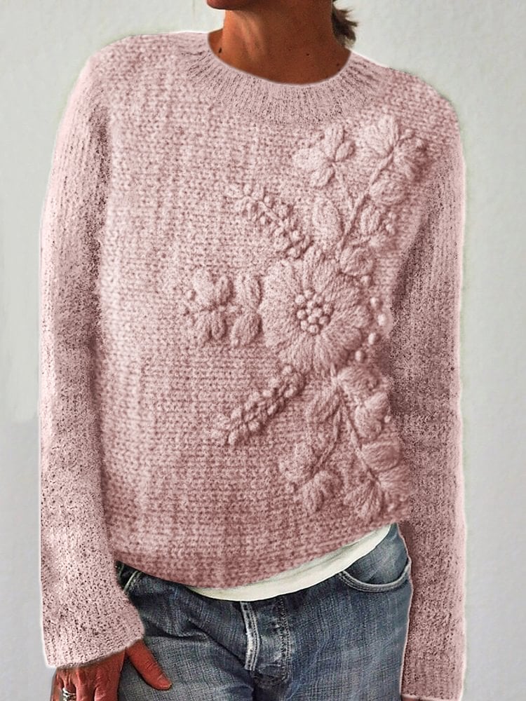 Women'S Elegant Floral 3d Art Comfortable Sweater