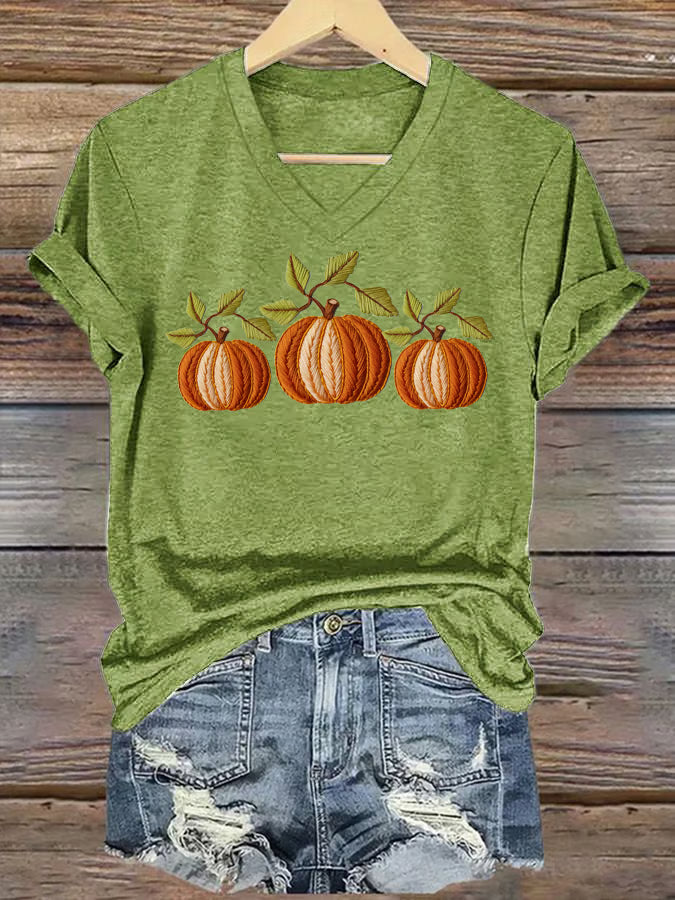 Women's Autumn Pumpkin Print T-Shirt