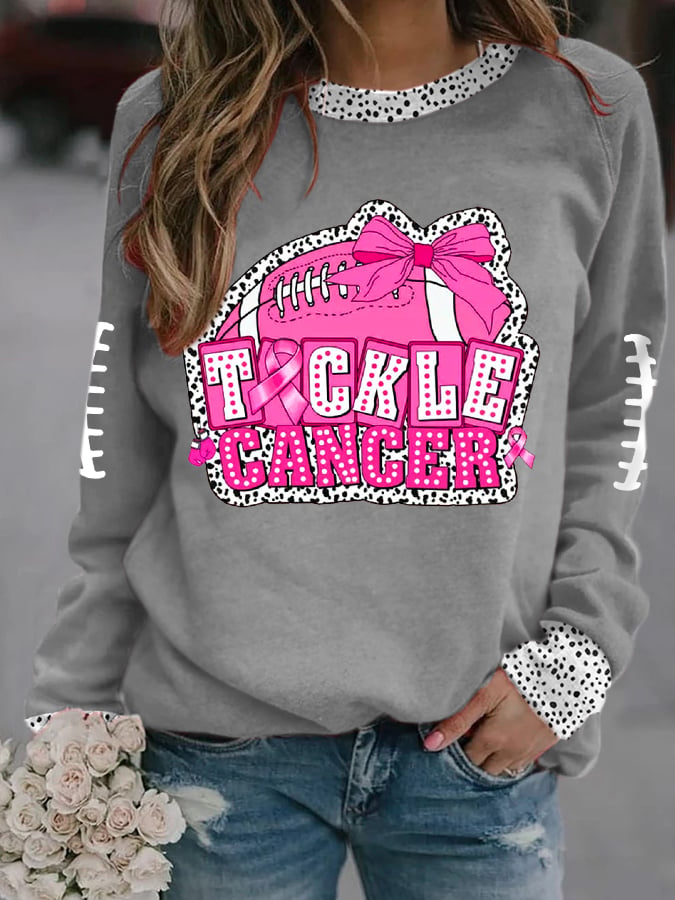 Women's Tackle Cancer Football Gameday Breast Cancer Awareness Sweatshirt