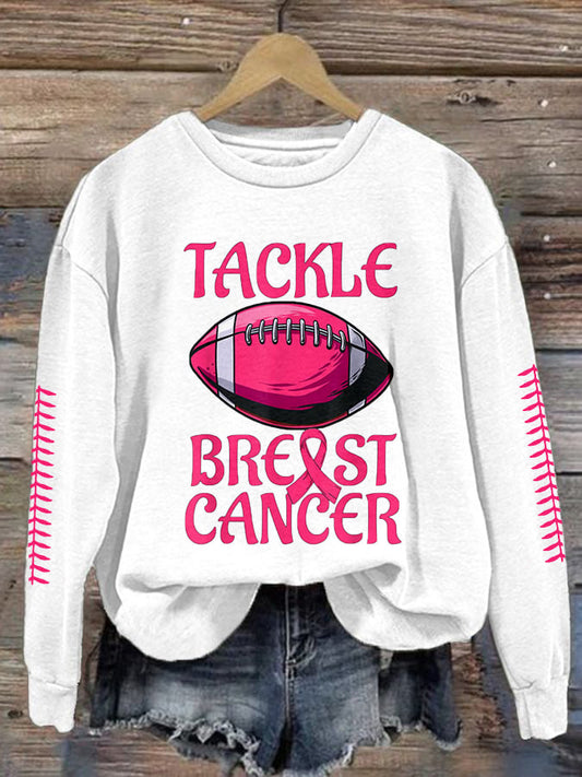 Breast Cancer Casual Print Long Sleeve Sweatshirt