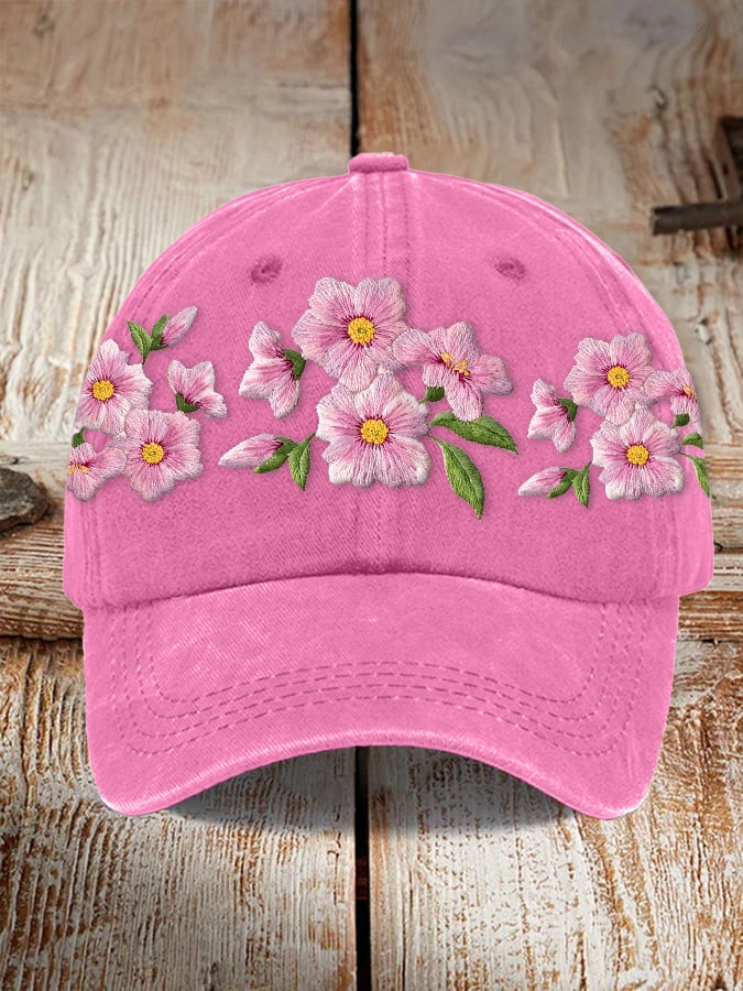 Unisex Floral Embroidered Hat