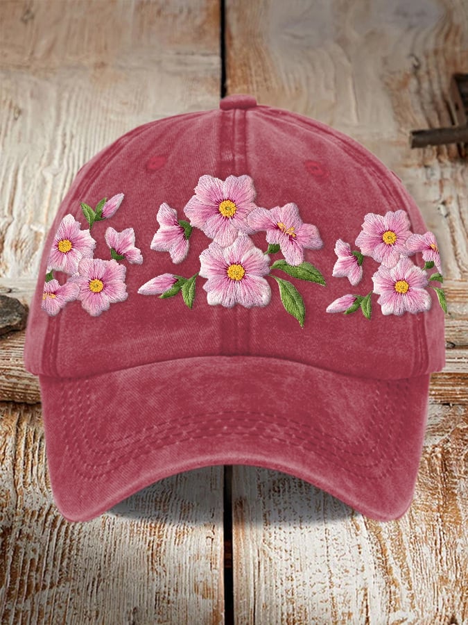 Unisex Floral Embroidered Hat