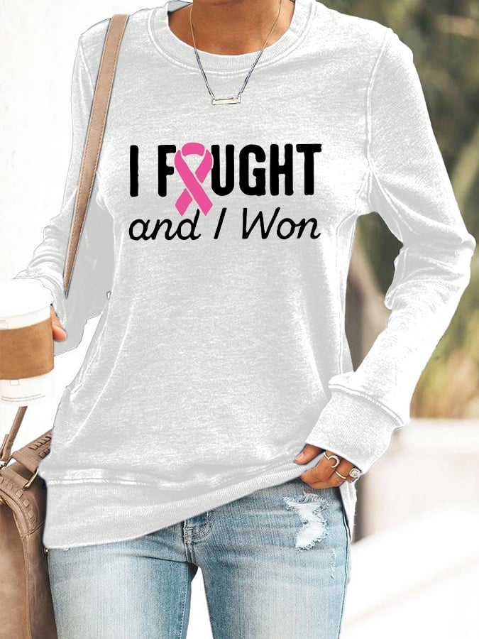 Women's I Won Breast Cancer Awareness Crew Neck Sweatshirt