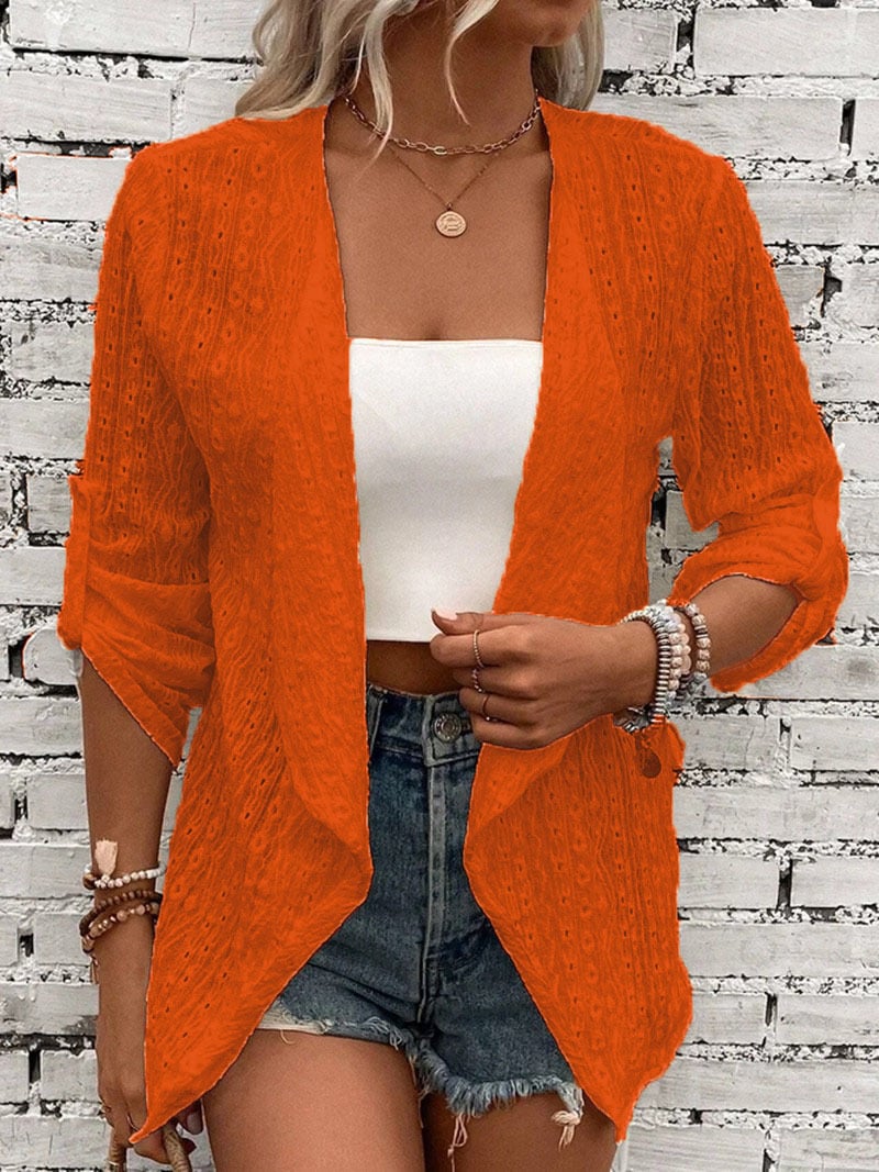 Women's Pink Casual Lace Cardigan
