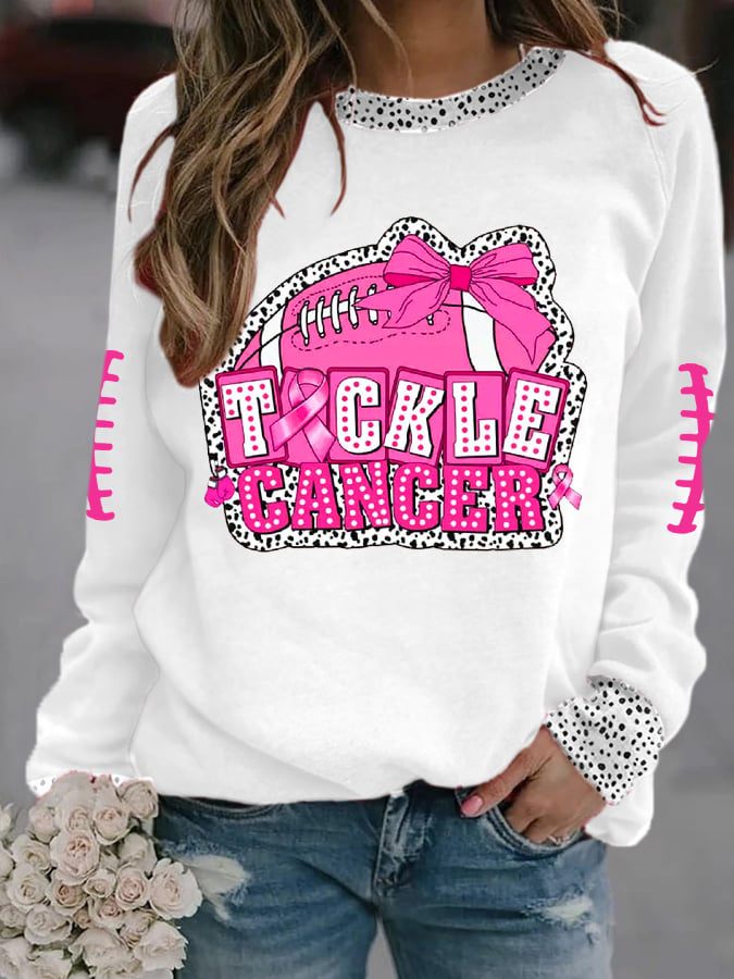 Women's Tackle Cancer Football Gameday Breast Cancer Awareness Sweatshirt