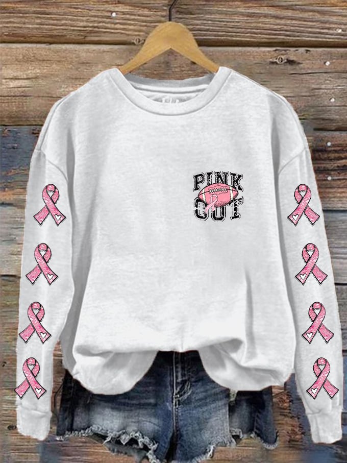 Women's PINk Out Football Breast Cancer Printed Sweatshirt
