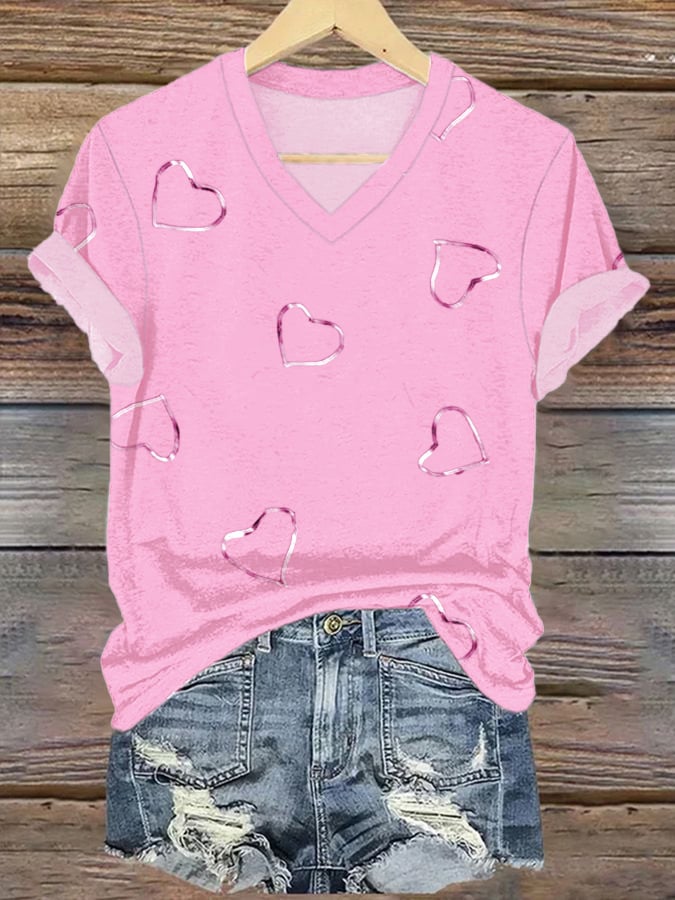 Women's Breast Cancer Awareness Print Casual T-Shirt