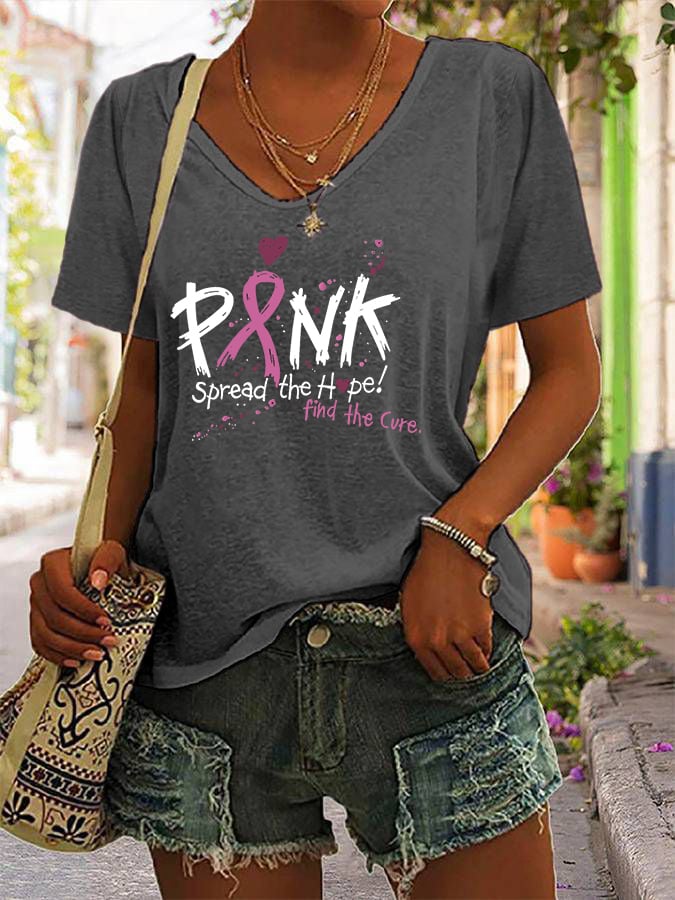 Women's Breast Cancer Awareness Printed T-Shirt