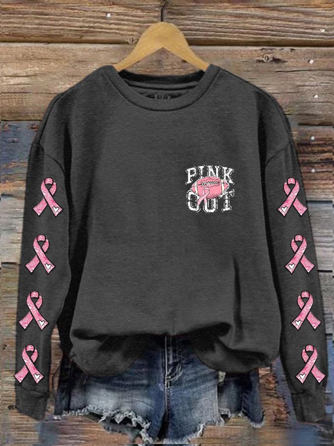 Women's PINk Out Football Breast Cancer Printed Sweatshirt