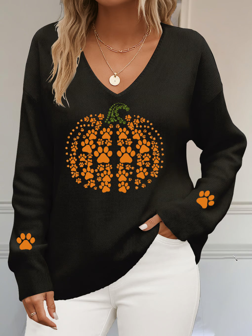 Women's Autumn Pumpkin Season Casual Striped Top