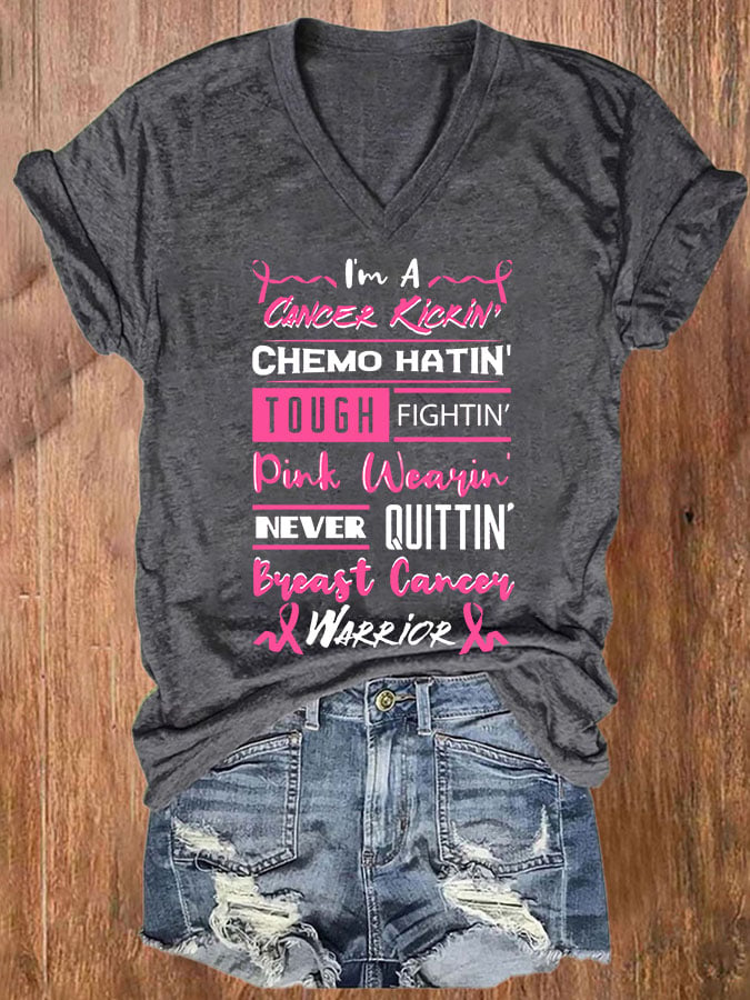 Women's Breast Cancer Print Casual T-Shirt