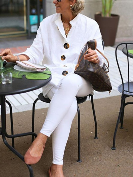 Pure Color Simple Cotton Women's Suits