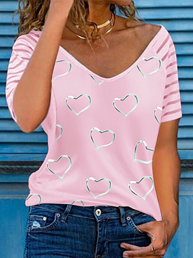 Women's Breast Cancer Print Short Sleeve T-Shirt