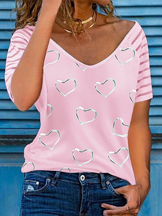 Women's Breast Cancer Print Short Sleeve T-Shirt
