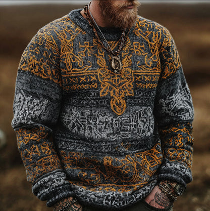 Halloween Men's Round Neck Long Sleeve Thick Warm Sweater