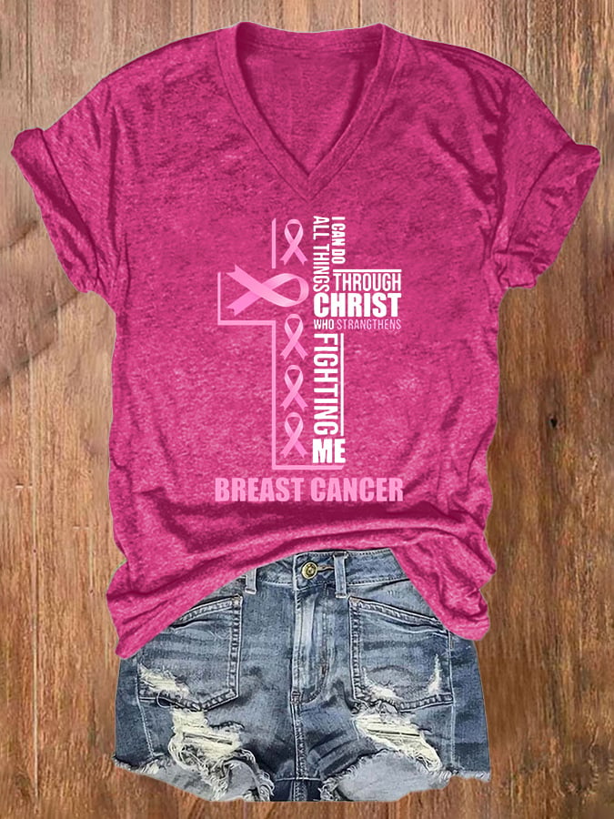 Women's Breast Cancer Casual Printed T-Shirt