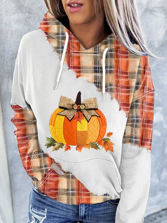Women's Autumn Pumpkin Print Hoodie