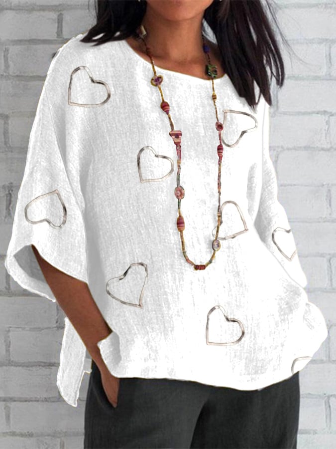 Women's Breast Cancer Awareness Print Crew Neck Loose Fit Shirt