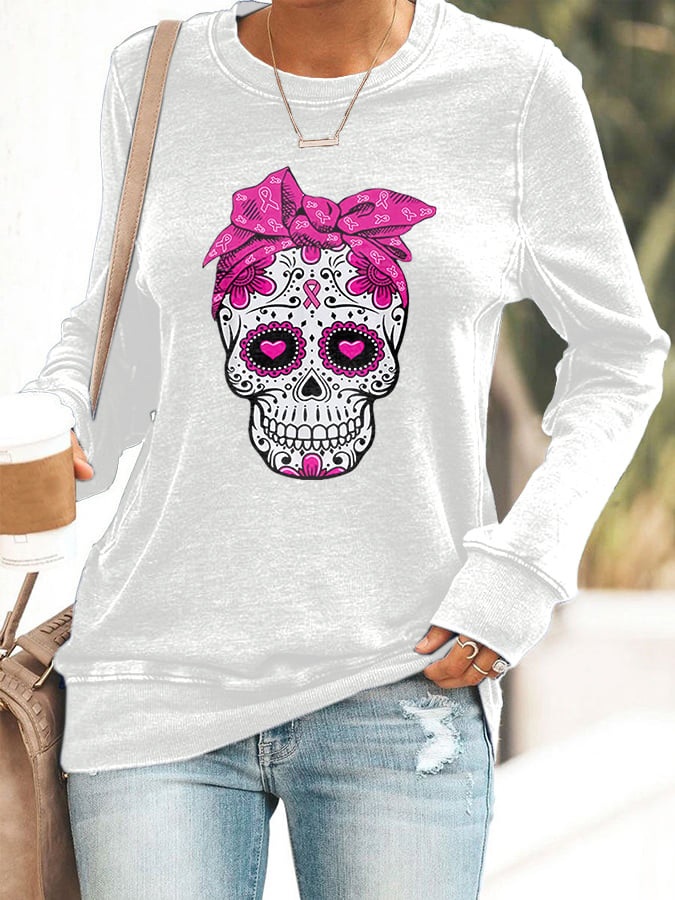 Women'S Breast Cancer Casual Printed Sweatshirt