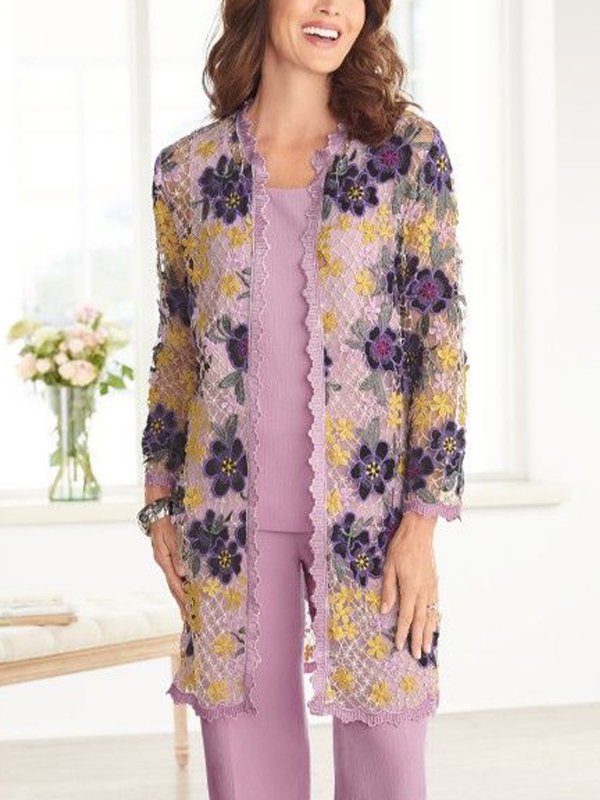 Solid Color Vest Print Top Trousers Three-Piece Suit
