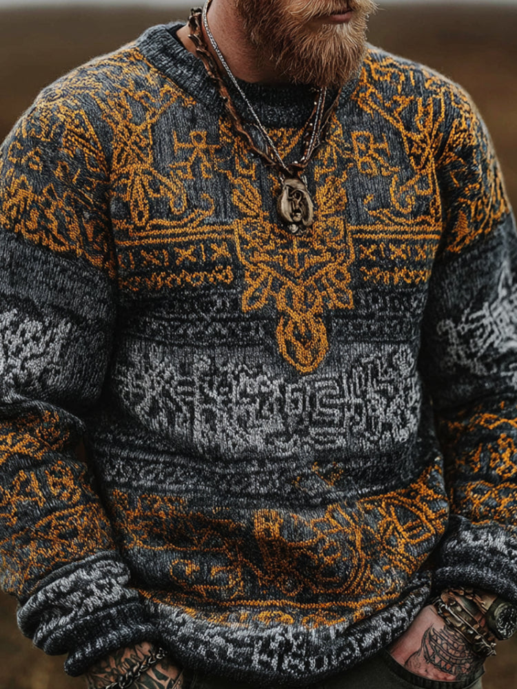 Halloween Men's Round Neck Long Sleeve Thick Warm Sweater