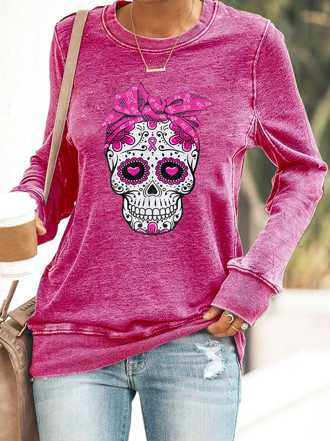 Women'S Breast Cancer Casual Printed Sweatshirt