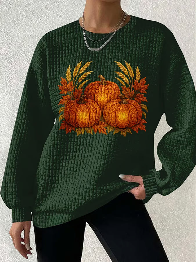 Women's Autumn Pumpkin Print Sweatshirt