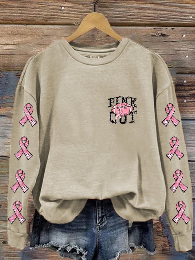 Women's PINk Out Football Breast Cancer Printed Sweatshirt