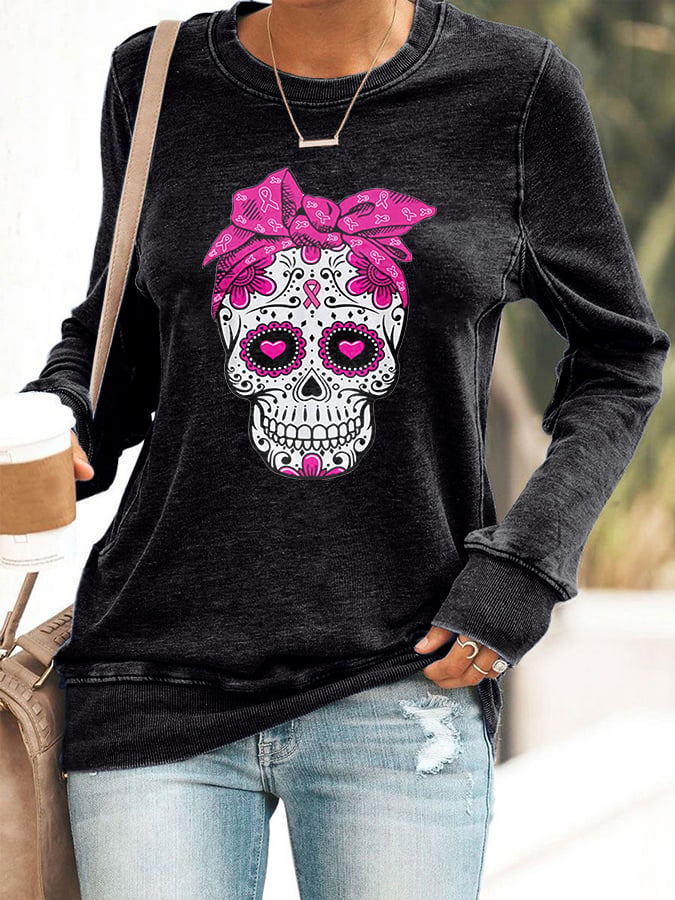 Women'S Breast Cancer Casual Printed Sweatshirt