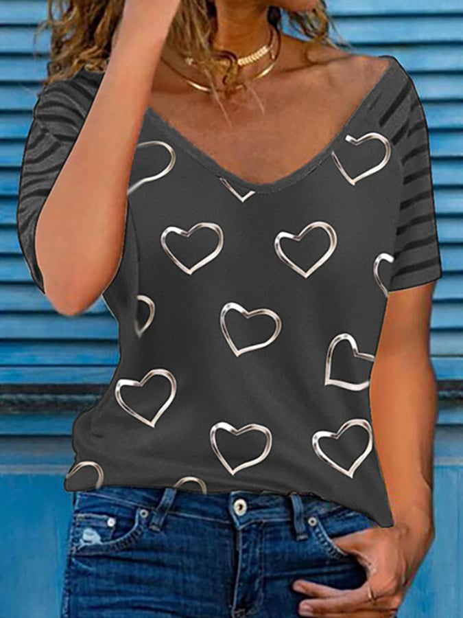 Women's Breast Cancer Print Short Sleeve T-Shirt