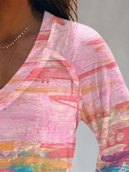 Women's Breast Cancer Print Long Sleeve Casual T-Shirt