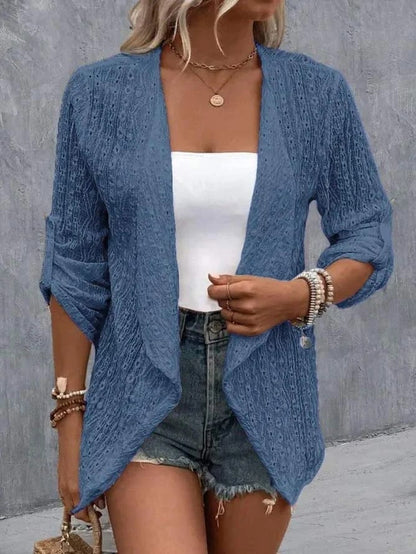 Women's Pink Casual Lace Cardigan