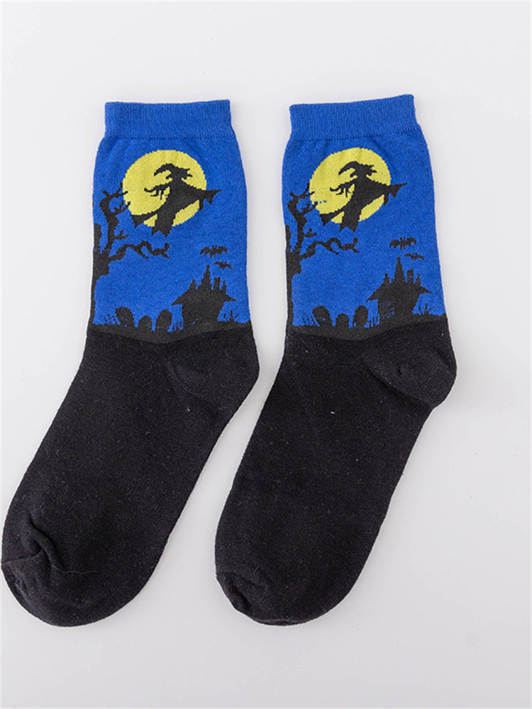 Halloween Inspired Contrast Color Knit Socks