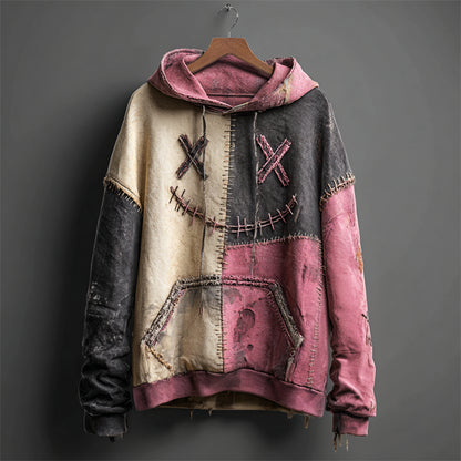 Halloween Spooky Face Contrast Stitched Washed Hoodie