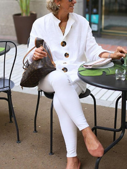 Pure Color Simple Cotton Women's Suits