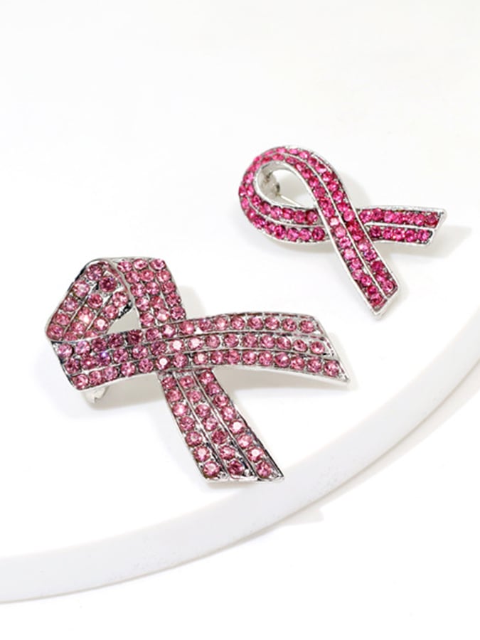 Women's Diamond Pink Ribbon Breast Prevention and Treatment Promotion Sign Care Breast Cancer Breast Needle