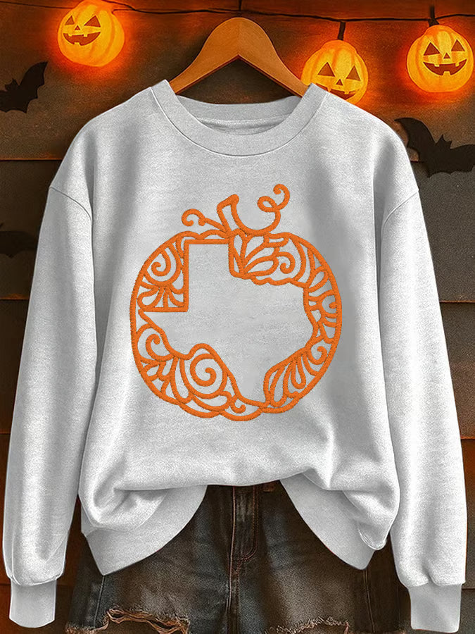 Retro Texas Strong Fall Pumpkins Print Sweatshirt