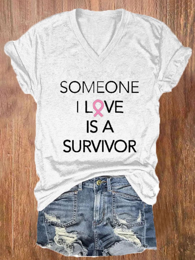 Women's Breast Cancer Print Casual T-Shirt