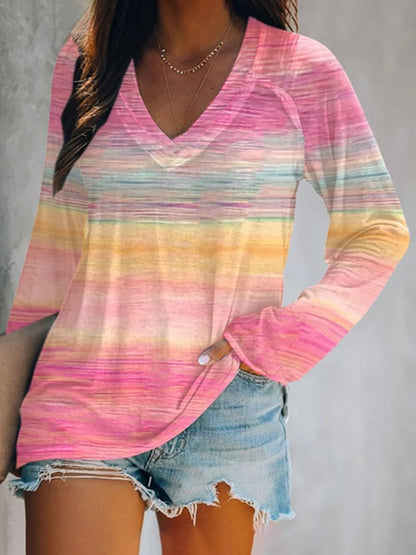 Women's Breast Cancer Print Long Sleeve Casual T-Shirt