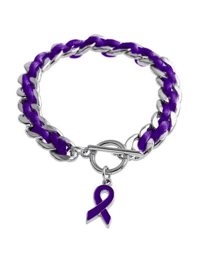Braided Purple Ribbon Bracelet