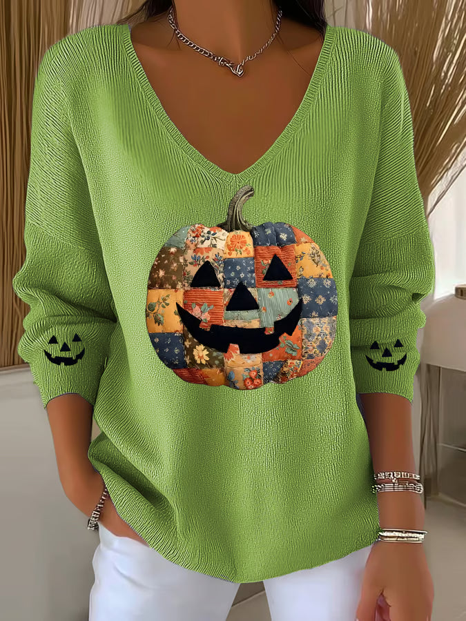 Women's Casual Autumn Pumpkin Striped Top